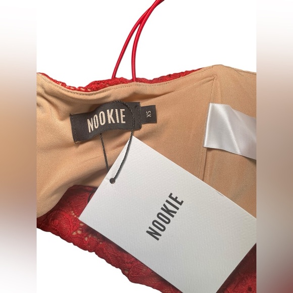 NWT Nookie Heaven Red Lace Crop Top XS | Sheer Bralette Cami - Picture 4 of 6